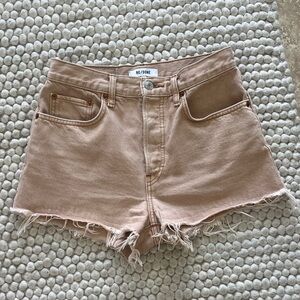 Re/Done Women's Tan Frayed Jean Shorts